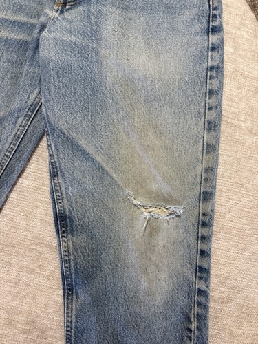 Carhartt Jeans Mens 32x33 Blue Relaxed Fit Distressed Ripped Knee Work B160 DST - Picture 3 of 13