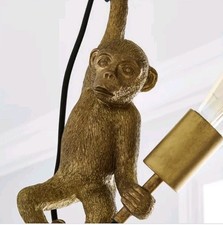 HANGING MONKEY PENDANT LAMP - Gold Metallic Resin Ceiling Light