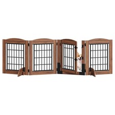 Dog Gate with Door Walk Through, 24.8'' Tall Freestanding Pet Gate with 2 Sup