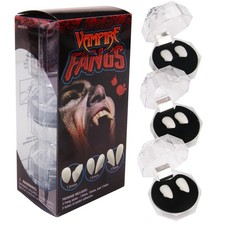 Set of 3 Realistic Vampire Fangs Teeth - Fake Fang for Small, Black