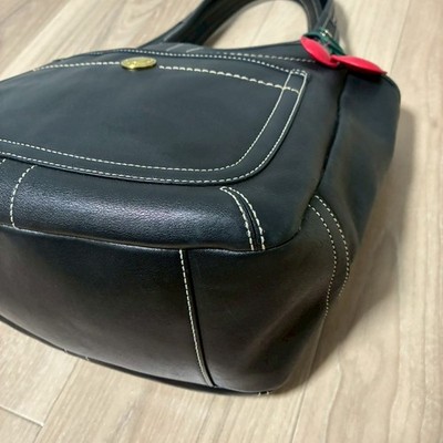 COACH 11285 Black Leather Shoulder Bag w/ Cherry Charm Rare
