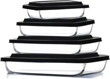 8-Piece Glass Casserole Dishes with Lids, Oven, Freezer & Dishwasher Safe