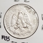 Mexico 50 Cents 1935 .400 Coin Silver Delaminated, Key-Date, Plata .400. Escasa. — photo 2