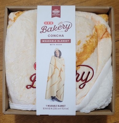 HEB Bakery Concha Wearable Blanket w/Hood | Plush Sherpa Lining | 90''x60''
