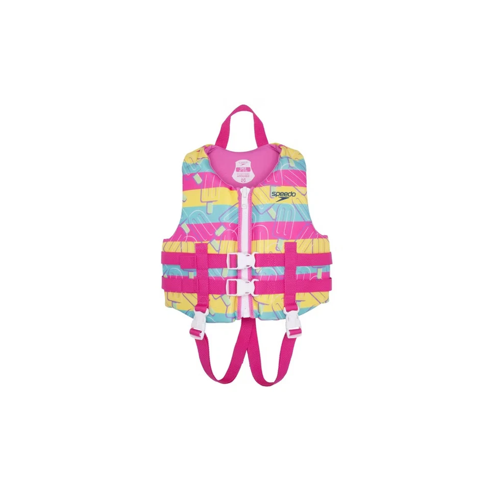 Speedo SMS Child PFD Kids' Life Jacket Vest - Pink/Yellow Sweet Sherbet
