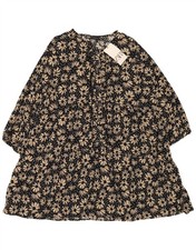 Zara Womens Tiered Dress UK 20 2XL Navy Blue Floral Viscose UZ17