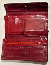 Eel Skin Dark Red Leather Clutch Wallet Purse, The only one like it on eBay