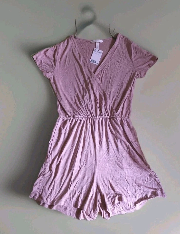 Neu m.Etikett H&M Kurz Overall Jumpsuit Sommer Strand Einteiler Beige Gr.S - Bild 3 von 4