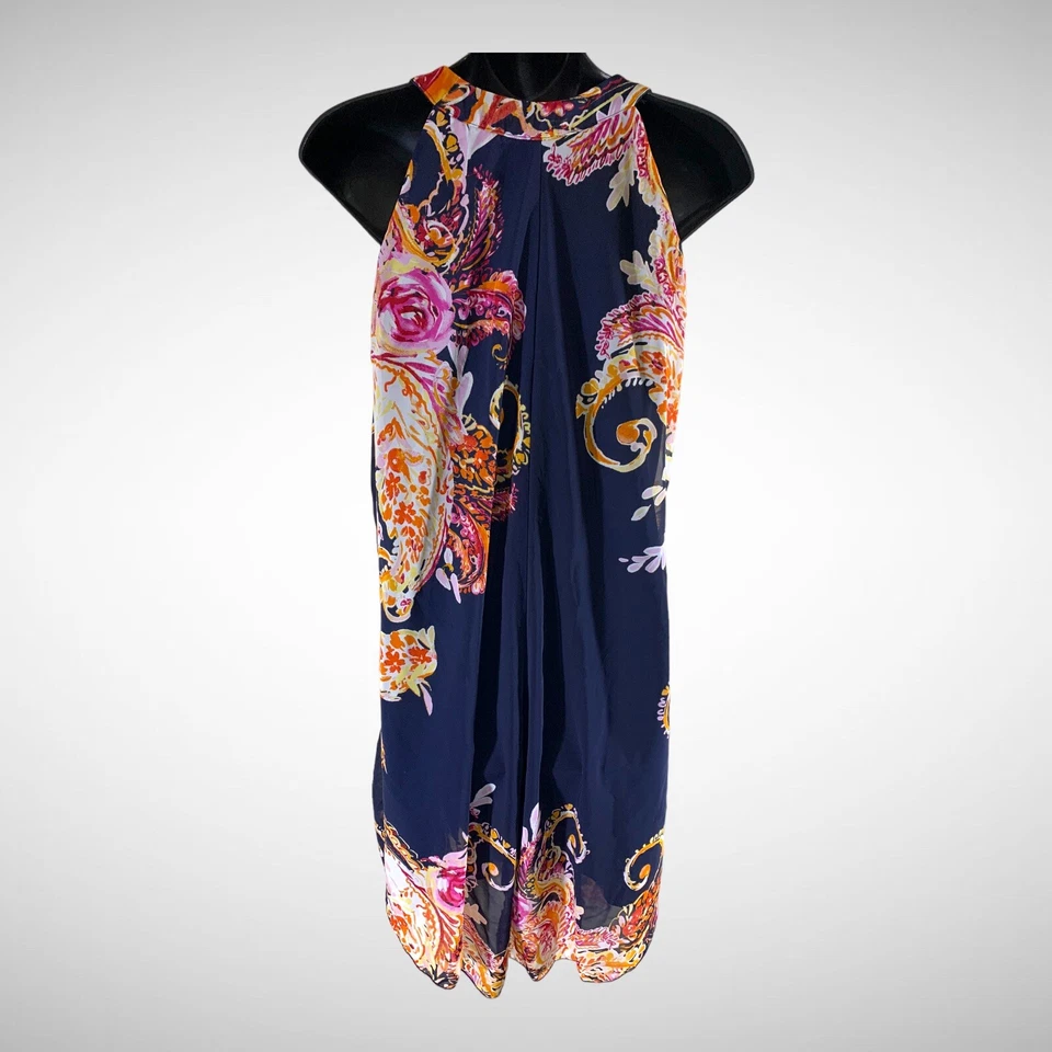 Vestido Enfocus Studio Talla 12 Vibrante Boho Chic Retro Paisley Floral Fluido Midi Foto 2 de 4