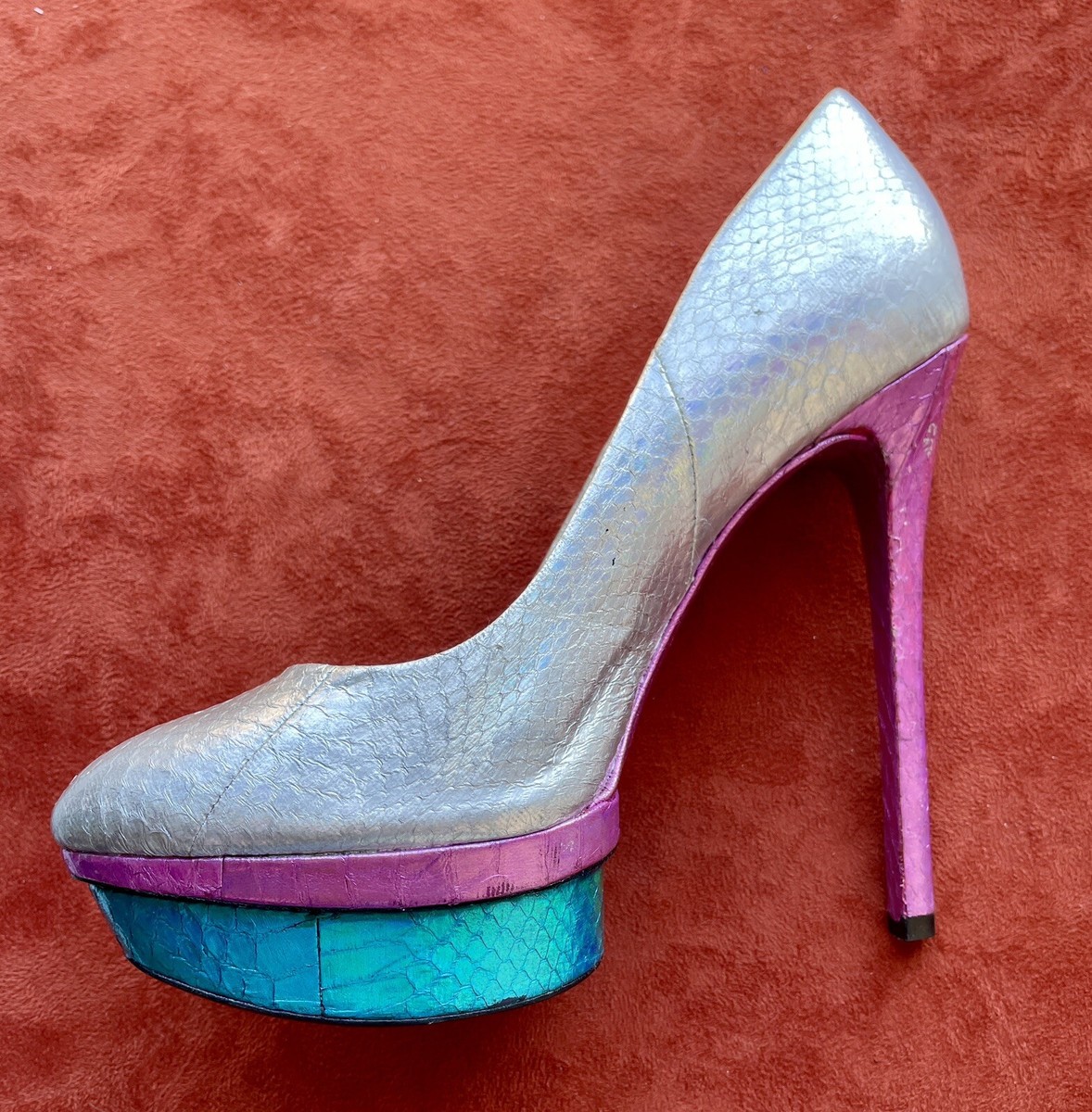 Fabulous BRIAN ATWOOD Disco SNAKESKIN Leather PLATFORM HEELS Size 40