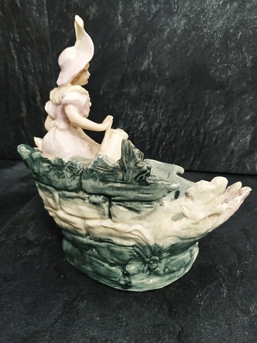 "Hermosa figura vintage en forma de tazón detallada *dañada* 7" - Imagen 3 de 9