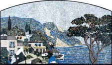 NATURE MOSAIC TILES Boat In Ocean Beach Coastal Master piece Artwork Tiles