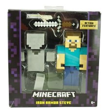 2015 Minecraft 5" Survival Mode Iron Armor Steve Figure Open Box Missing 1 Armor