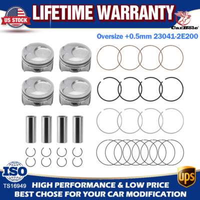 Oversize +0.50MM Piston & Ring Kit for 2014-2019 Kia Soul Forte Hyundai 2.0L New
