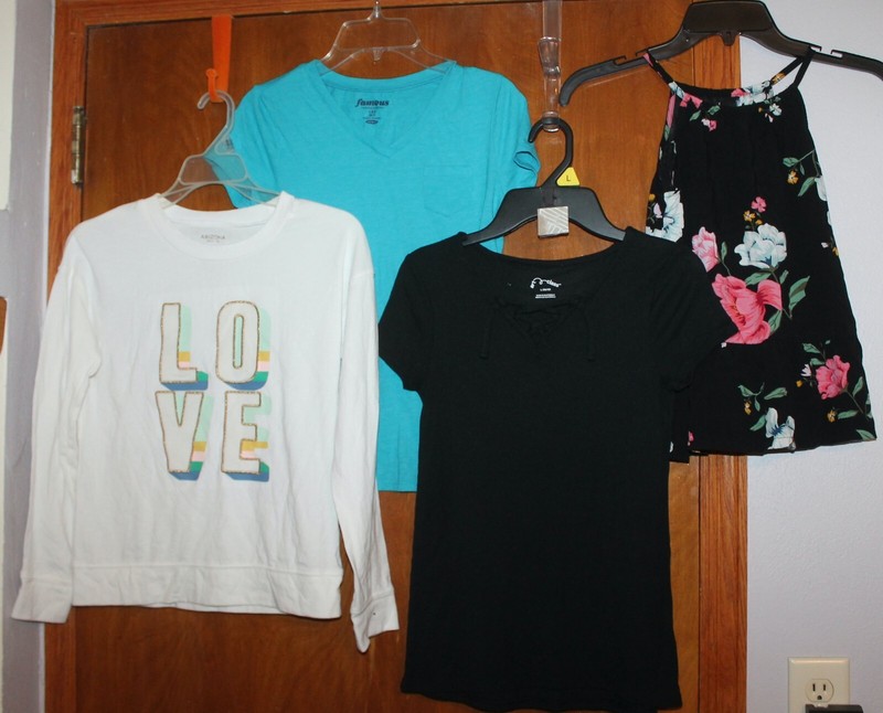LOT OF 4 * Girls' Size 12 SHIRTS (Justice & SO; jersey; flannel; vest; t-shirt)