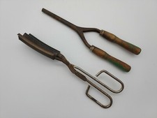Antique 2 Set Hair Styling Curler Crimper Curling Iron Wood Handles