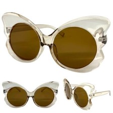 Oversized Exaggerated Classic Retro Butterfly Style SUN GLASSES Huge Nude Frame