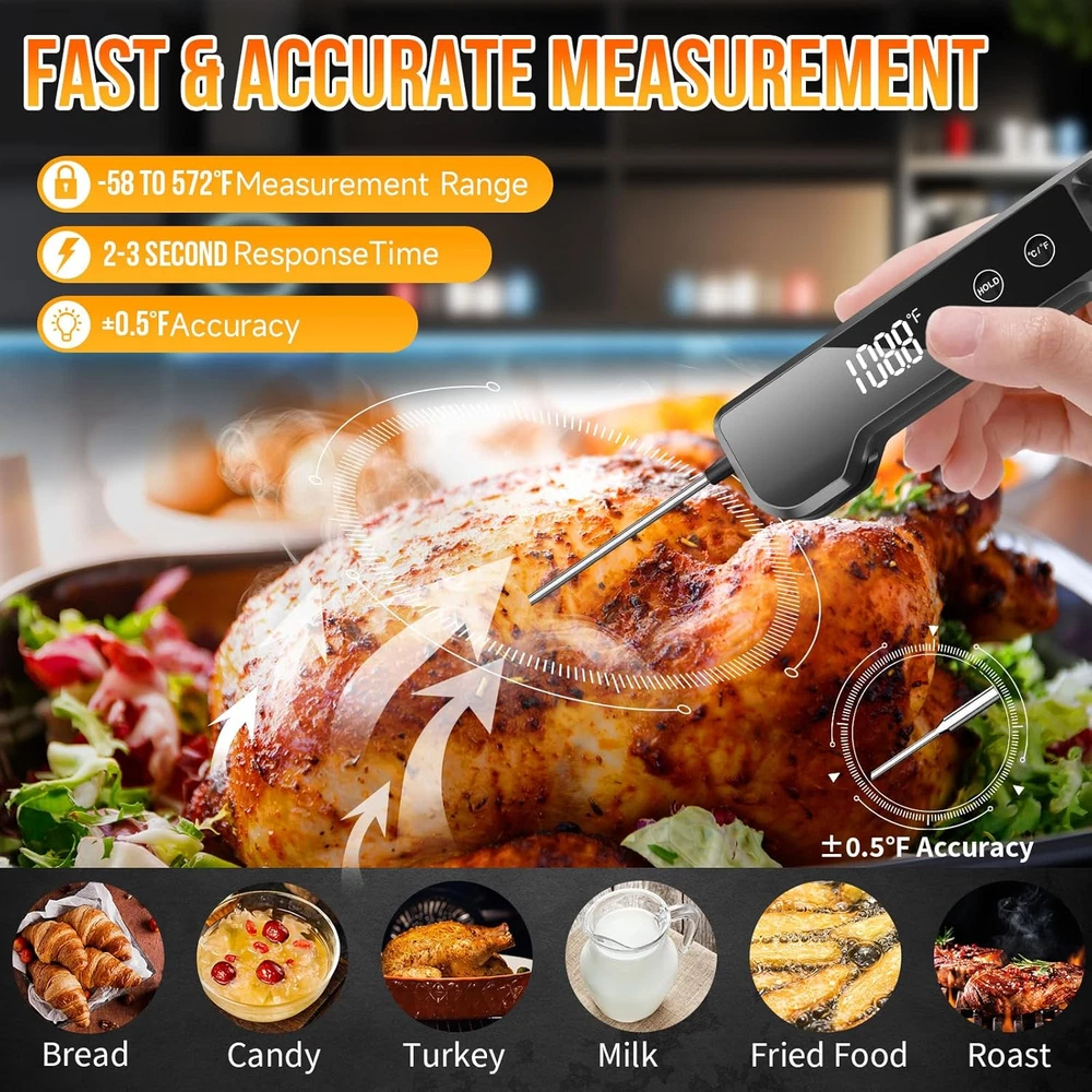Meat Thermometer Digital Instant Read Food Thermometer for Cooking, Waterproof K