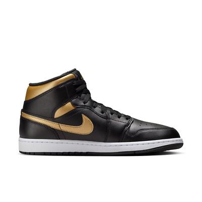 Size 7 - Air Jordan 1 Mid Black Metallic Gold for sale online | eBay