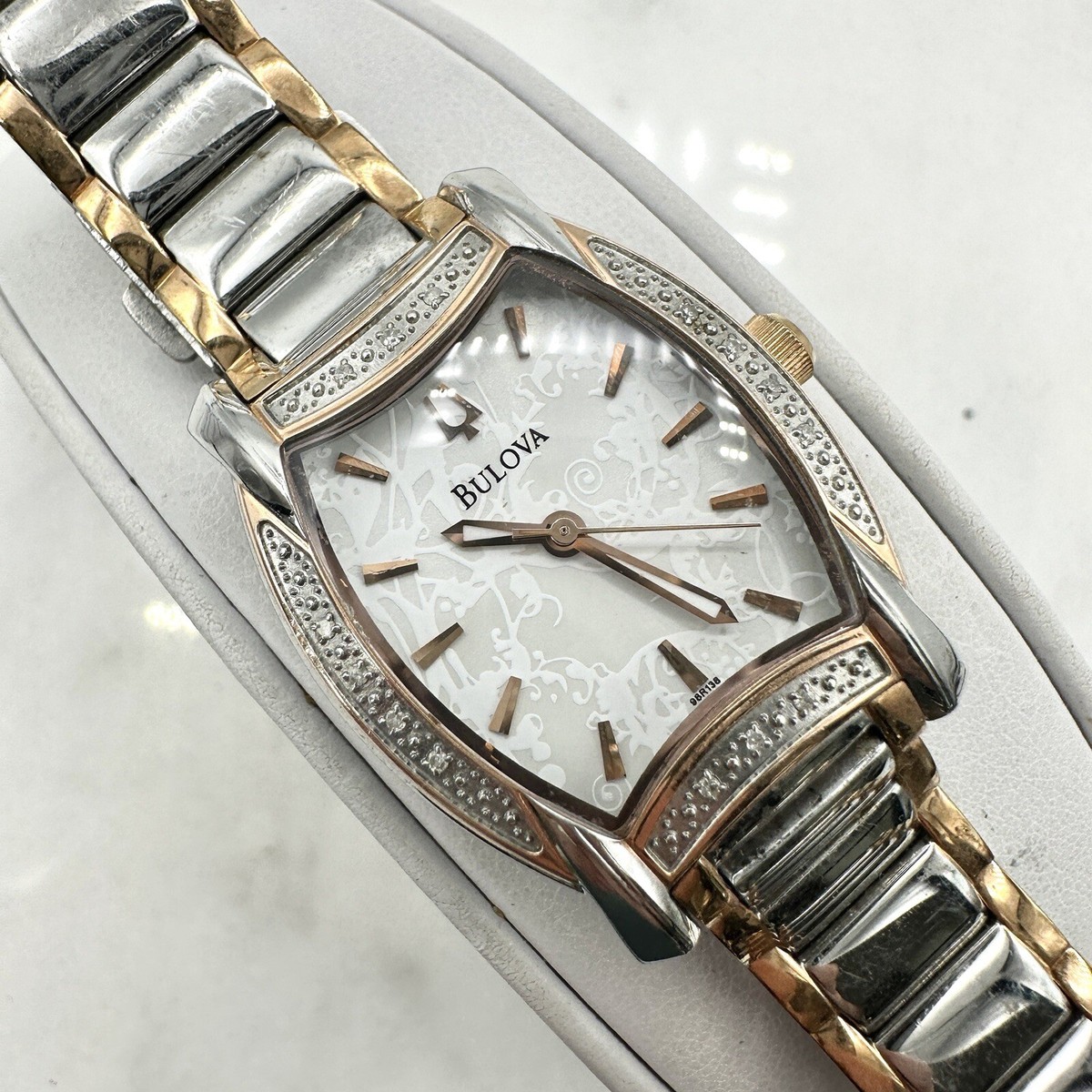 Bulova ladies diamond stainless steel barrel shaped watch NEW BATTERY Bulova ladies diamond stainless steel barrel shaped watch  main image 3