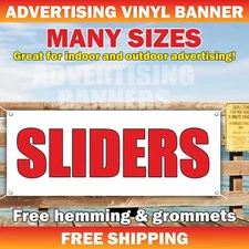 SLIDERS Advertising Banner Vinyl Mesh Sign Steak Cheese Food Bar Burger Buffet