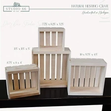 Natural Wood Crates – Set of 4 Unfinished Wooden Storage Boxes for Home & Decor