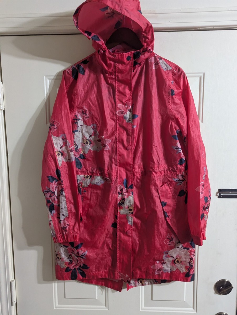 Joules Golightly Packable Waterproof Raincoat Jacket US Size Raspberry  Blossom