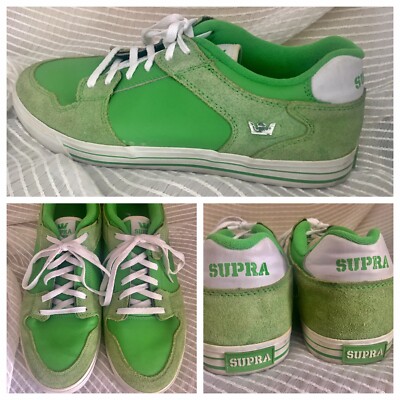 SUPRA FTWR CO Low Sneakers Shoes Neon Lime Green Leather men Sz US 12 EUR  46
