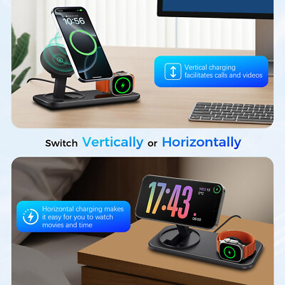 US 2in1 Fast Magnetic Wireless Charger Mat For iwatch 11 iPhone 17 Pro Max/16/15