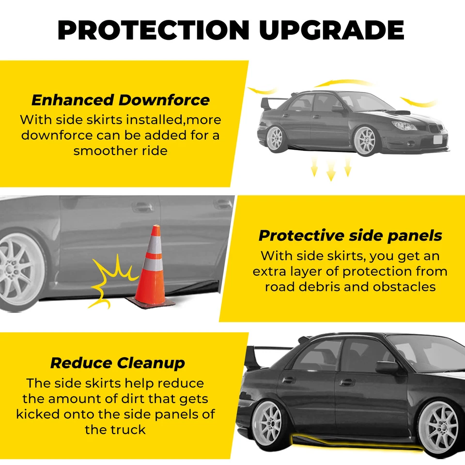 Fits Subaru Impreza WRX STI 02-07 CS Style Side Skirts Rocker Panel Extension PP - Изображение 4 из 4