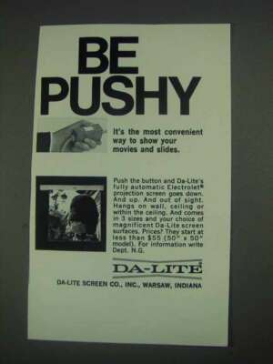 1967 Da-Lite Electrolet Projection Screen Ad - Be Pushy