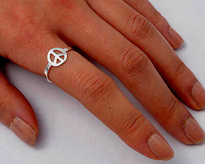 USA Seller Peace Sign Ring Sterling Silver 925 Adjustable Jewelry Selectable 