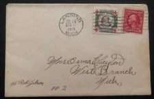 1913 Lansing MI USA Cover Christmas seal  #wx10 To West Branch