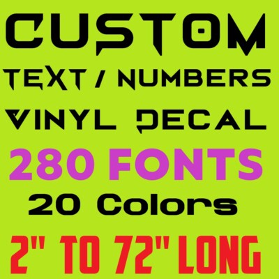 Custom Made Decal Vinyl Lettering Sticker ANY TEXT ANY NAME - 28 Colors [A6
