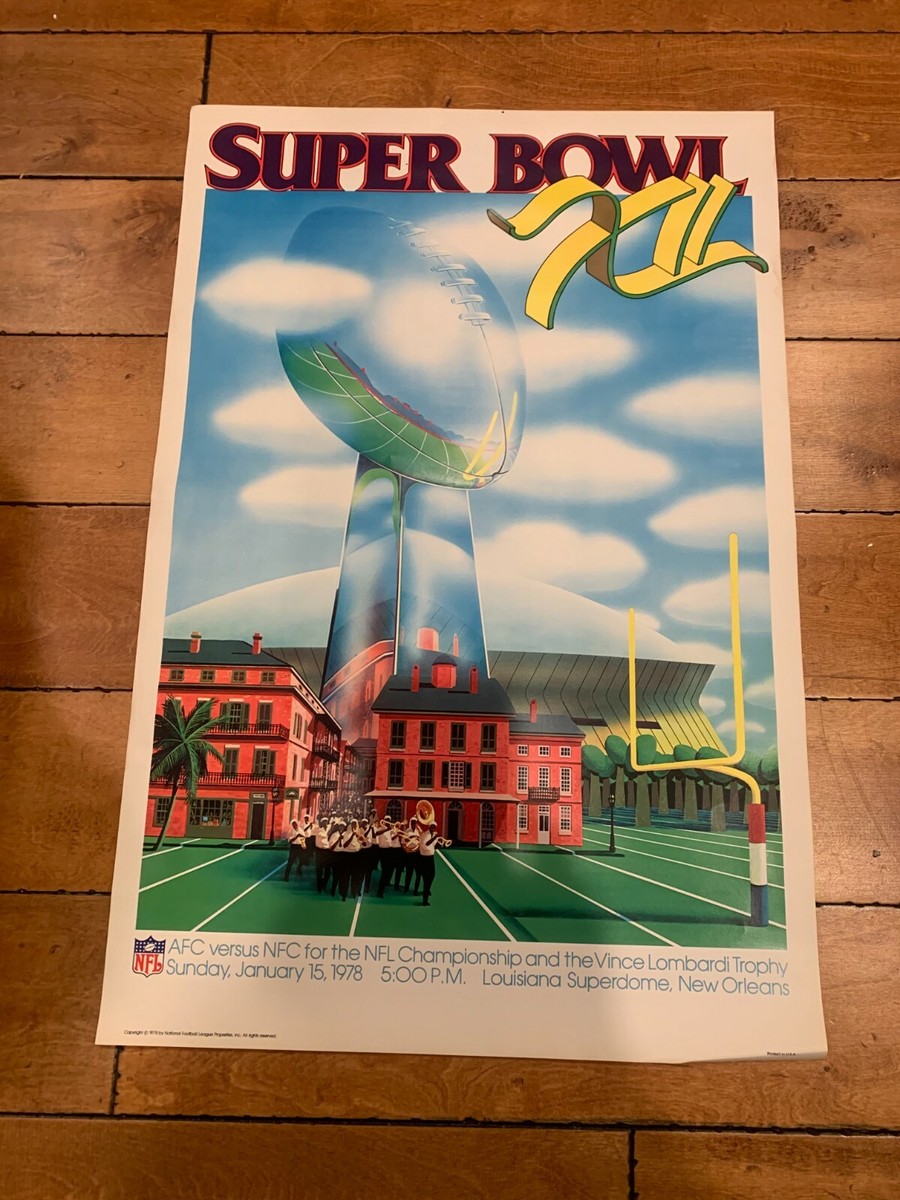 1978 Super Bowl XII Poster Superdome 22x33