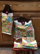 Birds  Flowers Kitchen Hanging Hand Towel Crochet Handmade