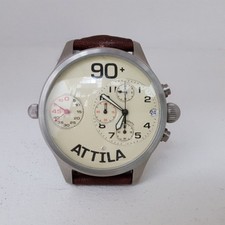 Pryngeps Orologio Attila 90+ Uomo Cinturino Marrone Time Watch Chrono