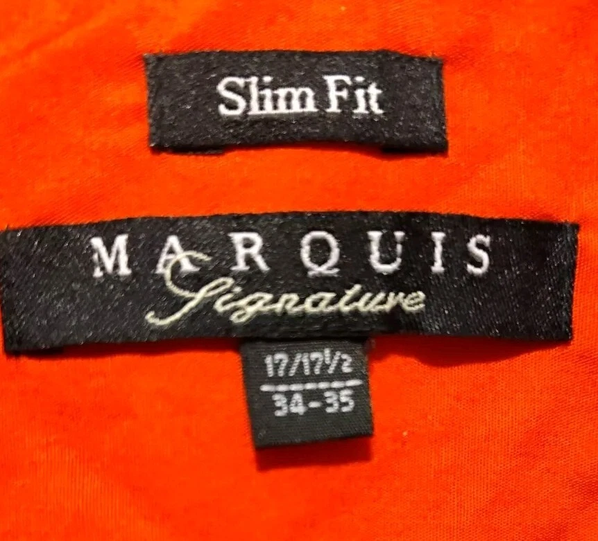 Camisa de vestir Marquis Signature para hombre 17x34 roja con botones delanteros manga larga algodón Foto 2 de 4