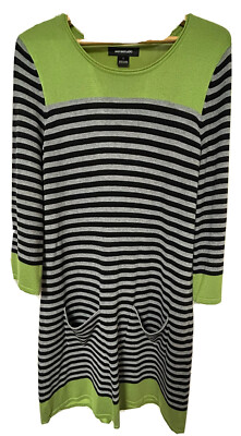 siena colorblock a line dress STUDIO Vertical Stripe Knit Sweater ~ Pockets ~ Sz Large Color:MEXICAN ROSE MACARON The flowing maxi length MATERIAL_Sequins 5 2000's Approved Halloween
