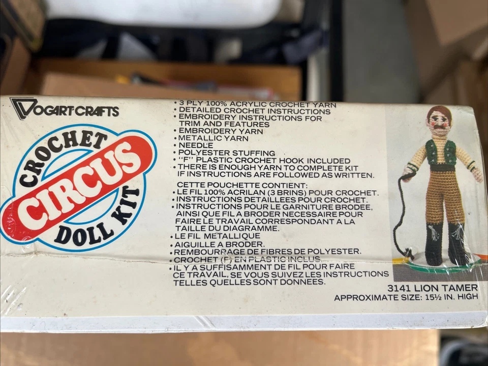 Vogart Crafts Circus Crochet Doll Kit TWO LOT #3142 Ring Master #3141 Lion Tamer - Image 3 of 4