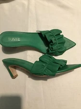 RAYE Ruffle Mule Leather In Green Size 8,5 NEW
