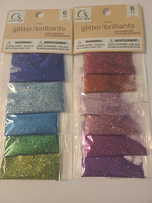 Crafter's Square 2Pkg - 6 Color Glitter Set - 6 Different Color Sets To Choose.