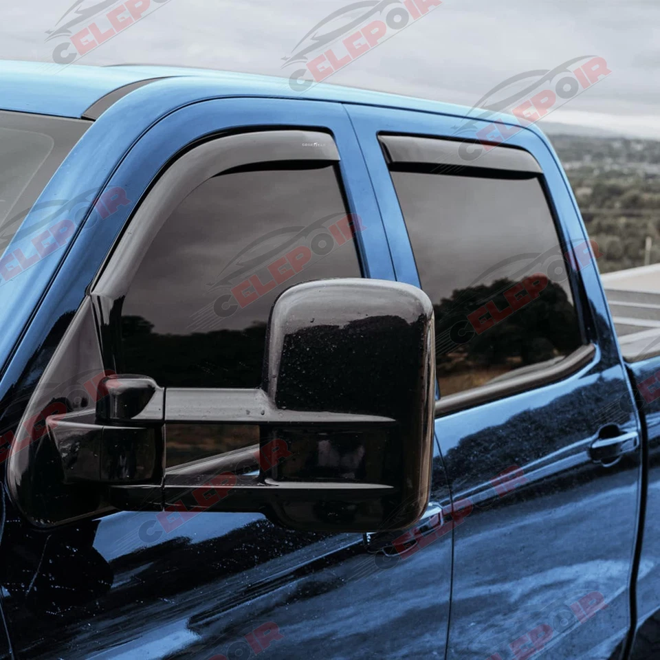 For 2014-2018 Chevy Silverado Double Window Visor Vent Extended Cab Deflector - Image 3 of 4