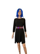 Michael Kors BASICS Black 3/4  Sleeve Dress Back Zip Sz L  Belt Doesn’t Include