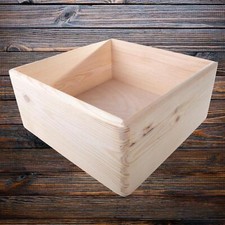 Wooden Square Storage Crate Box Non-lidded Kitchen Container Basket Organiser