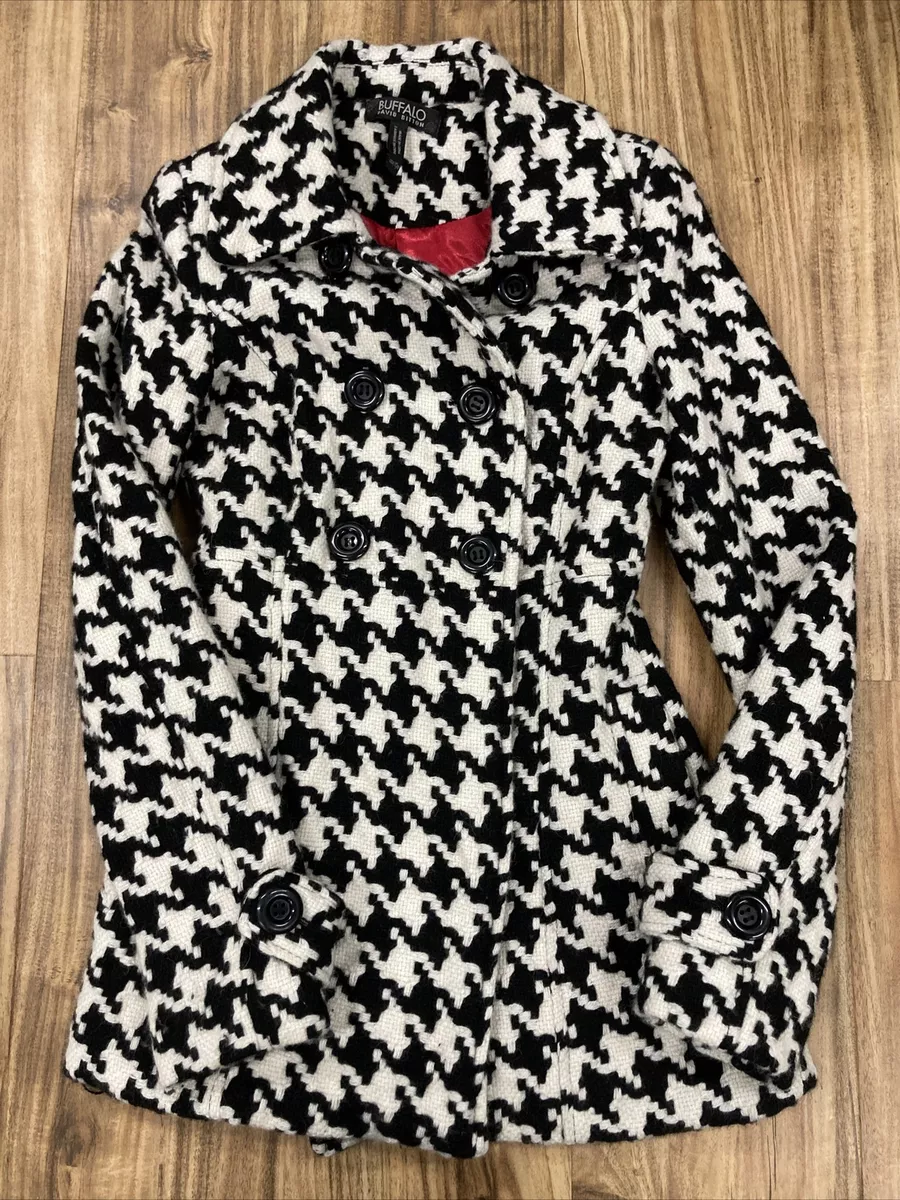 buffalo david bitton 80 wool Black White jacket women Xs Red