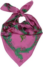 Tracht Tuch 100% Seide Silk scarf Pink Rot Trachtentuch Hirsche 90x90 cm Blumen