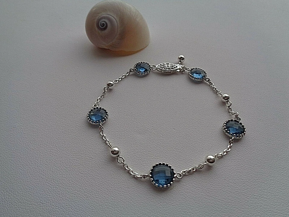 Silber Armband blau Glas - Bild 3 von 4