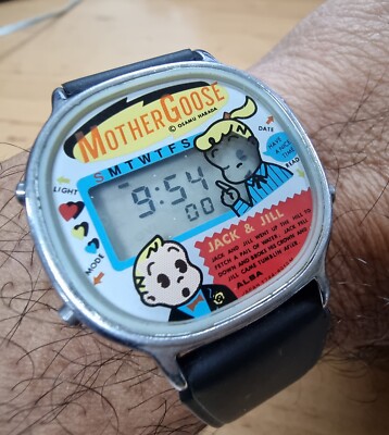 alba Seiko y744-4010 mother goose jack and Jill vintage Animation