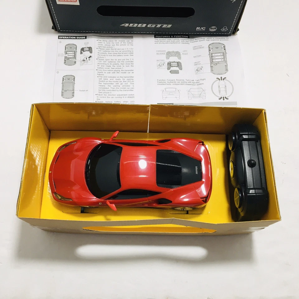 Ferrari 488 Remote Control Car 1:24 Electric Sport Racing Vehicle Bezgar Rastar - Image 2 of 4